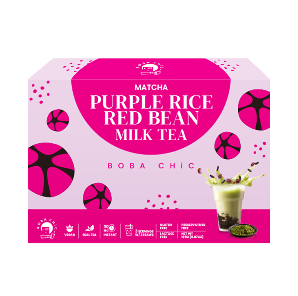 Purple Rice Red Bean Matcha Milk Tea